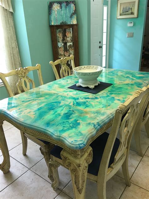 resin painted dining room table