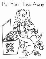 Coloring Toys Away Put Toy Box Print sketch template
