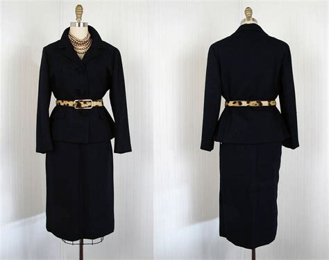 1950s Suit Vintage 50s 60s Suit Designer Upscale Navy Etsy 1950s