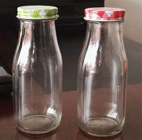 mloz empty custom clear glass milk bottles