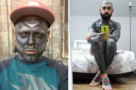 Tattoo Addict Covers 90 Of His Body In Black Ink – Including His