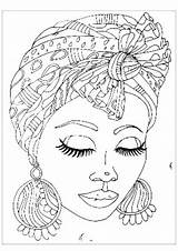 Coloring Pages Girl African Adult Printable Colouring Women Paintings Books Color Sheet American Sheets Girls Drawings Book Portrait Pdf Pintar sketch template