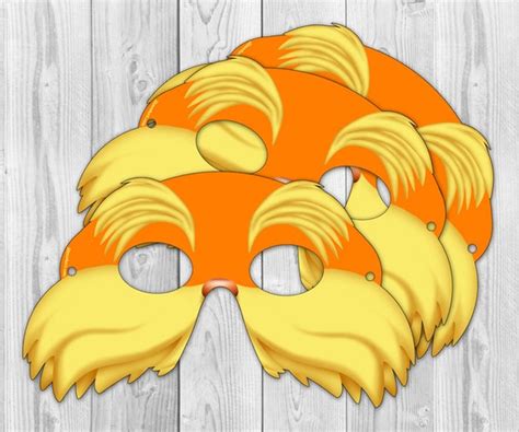 items similar  lorax inspired printable party mask instant