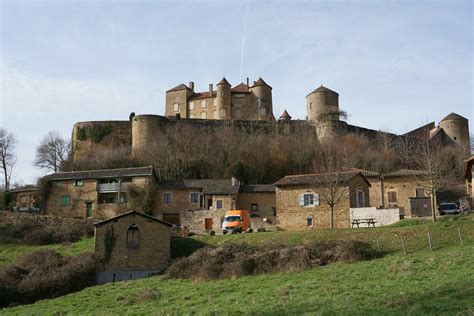 castle sits  top   hill