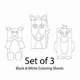 Puppets Farm Bag Paper Animals Coloring Set Blank Zoom Click sketch template