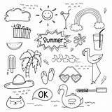 Summer Doodle Drawn Hand Funny Set Vector Clipart Drawing Handmade Illustration Doodles Drawings Etsy Kids Vecteezy Original Cute Draw Digital sketch template