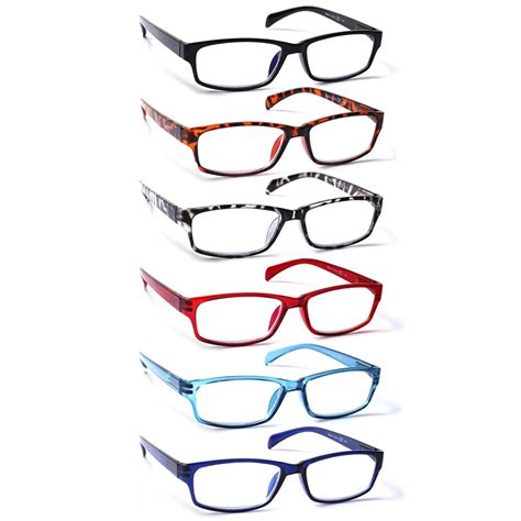 6 pack blue light blocking reading glasses with spring hinge for women
