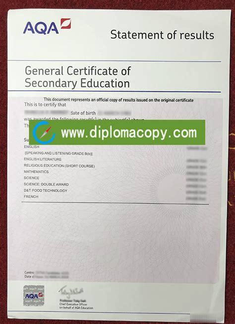 custom fake aqa gcse certificate  correct subject buy