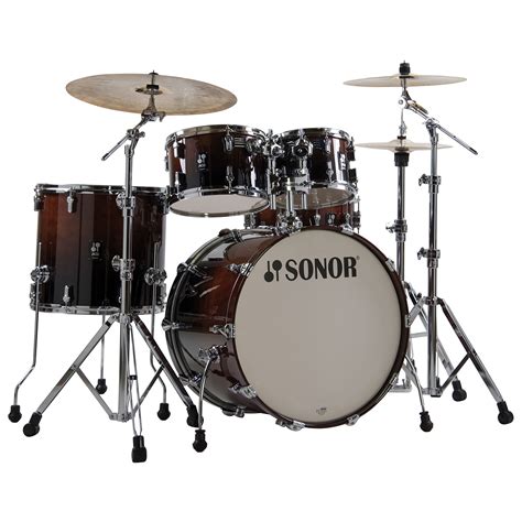 sonor aq  brown fade stage drumset drum kit