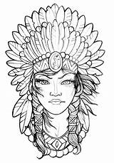Colorir Cocar Adulte Tatuagens Indígena Desenhar Headdress Indios Indio índia Aztecas Mascaras Ausmalen Increbles Indigena Azteca Tatuar Sketches Flores Pierna sketch template