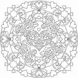 Coloring Mandala Pages Heart Rose Adult Adults Flower Dover Publications Drawing Hearts Mandalas Printable Book Welcome Books Colouring Doverpublications Printables sketch template