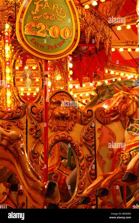 Colourful Carousel Fairground Ride St Giles Funfair Oxford Uk