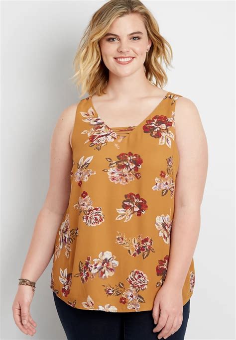 The Perfect Plus Size Sleeveless Blouse With Ladder Neckline In Floral