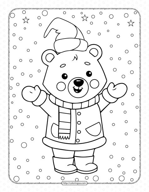 bear   snow coloring page