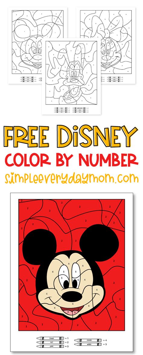 disney color  number printables  kids