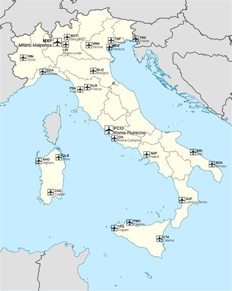 map  italy airports airports location  international airports