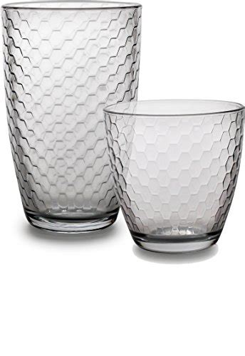 Circleware Hive Huge Set Of 12 Drinking Glasses 6 16oz And 6 13oz