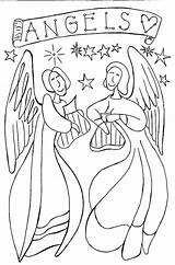 Angel Angels Printable Nativity Fallen Jesus Colouring sketch template