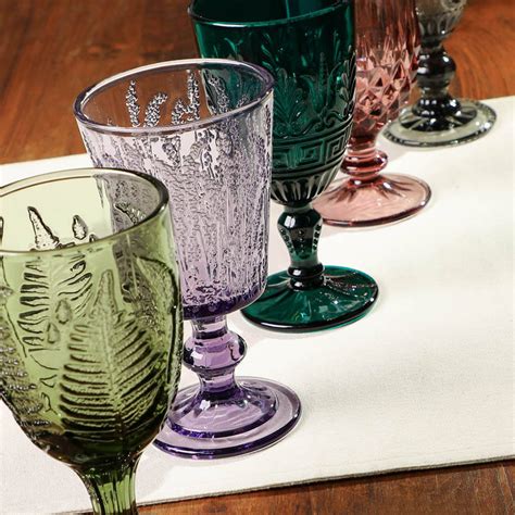 Luxury Vintage Embossed Coloured Wine Glasses By Dibor