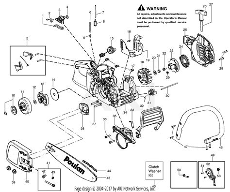 poulan p gas   poulan parts diagram  handle chassis bar assembly