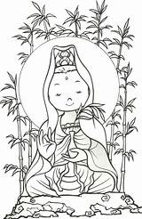 Kuan Yin Kwan Dewi Buddhist sketch template