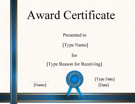 printable blank award certificate templates