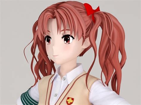 t pose nonrigged model of kuroko shirai anime girl 3d model cgtrader