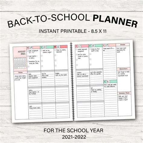 school planner   student planner printable planner etsy
