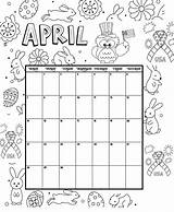 Calendar Coloring Pages April Kids Printable Adult Print Calendars sketch template