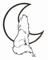 Wolf Easy Howling Head Line Drawing Coloring Choose Board Pages Cute Moon Color sketch template