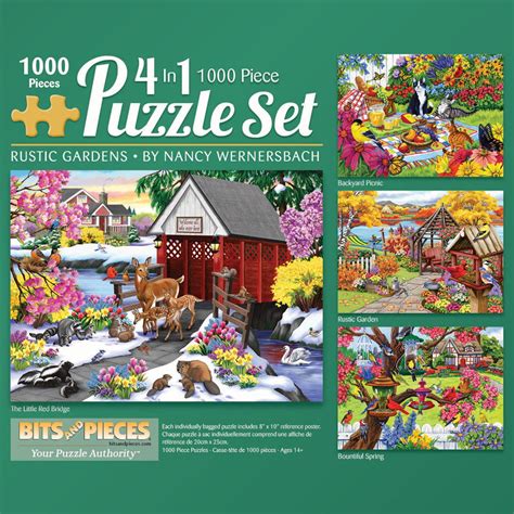 bits  pieces    multi pack set   piece jigsaw puzzle  adults rustic gardens