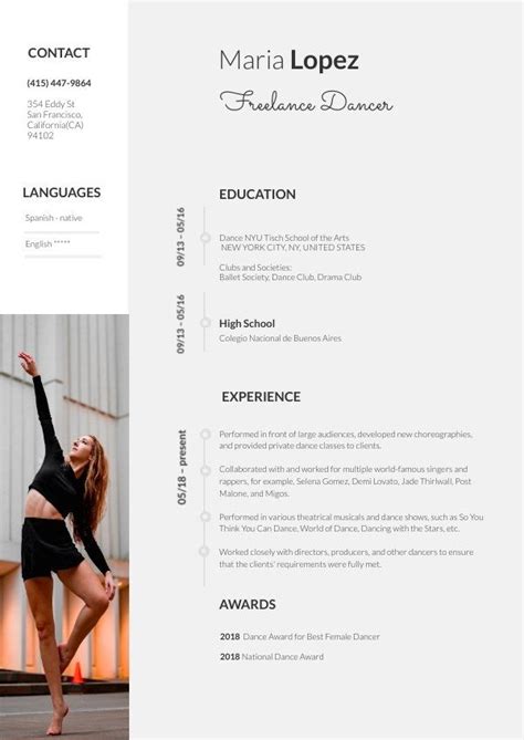 impressive dance resume template dance resume resume template