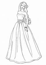 Barbie Coloring Pages Elegant Doll Fashion Dolls Beautiful Large Dresses sketch template