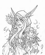 Warcraft Dorei Kal Windrunner Sylvanas Elf Divyajanani sketch template