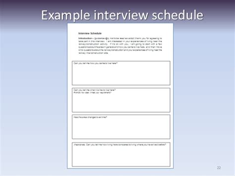 interview schedule template  qualitative research printable
