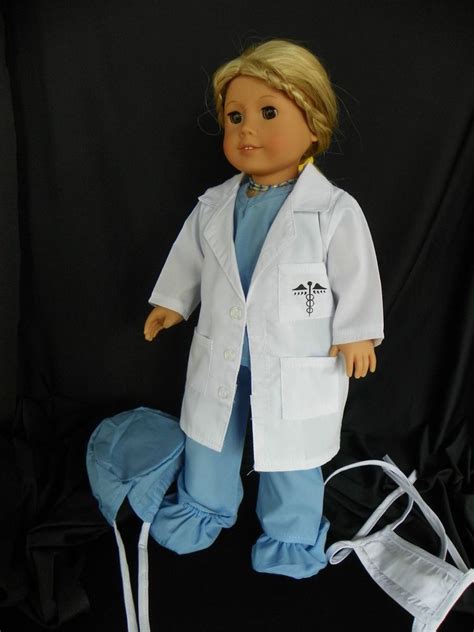 doctor nurse blue 5 pc scrub set white lab coat fits american girl