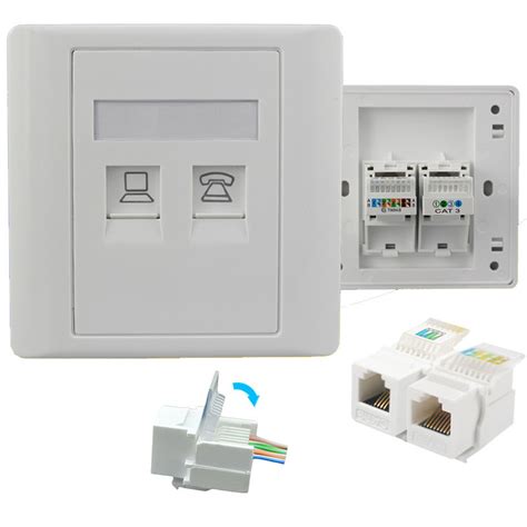 dual port rj rj telephone network modular jack cate quick clamp  wall socket outlet