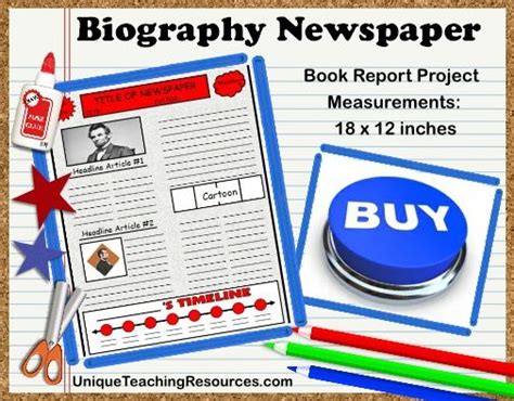 biography book report newspaper templates printable worksheets