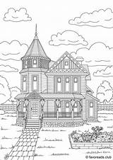 Coloring Pages House Adult Colouring Printable Favoreads Houses Lovely Victorian Architecture Homes Authentic Color Adults Books Book Club Cool Find sketch template