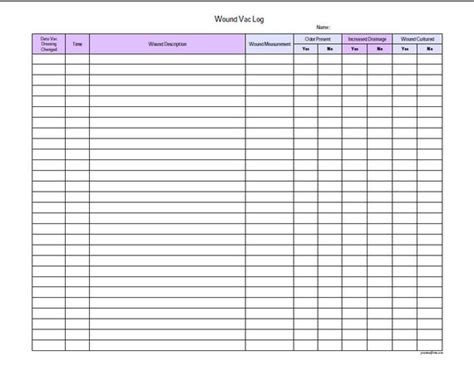fillable wound care log  digital health forms printable