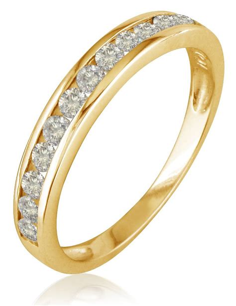 yellow gold  diamond anniversary wedding band ring visuallco