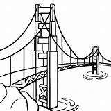 Bridge Golden Gate Coloring Pages Drawing Clipart Landmarks Color Clip Buildings Famous Cliparts Line Architecture Colouring Printable Drawings San Francisco sketch template