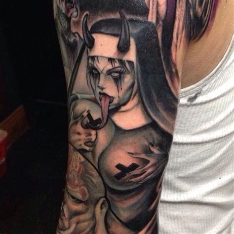 evil nun tattoo tattoos evil tattoos black white tattoos