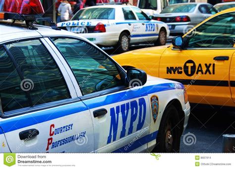 york taxi  nypd police cars editorial stock image image