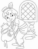 Krishna Janmashtami Activities Artsycraftsymom Chota Bheem Handi Dahi Ausmalbild K4craft ähnliche sketch template