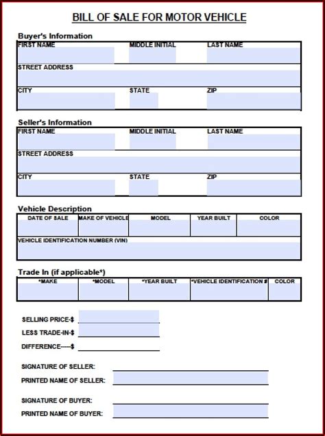 motorcycle sale agreement form  template  resume examples