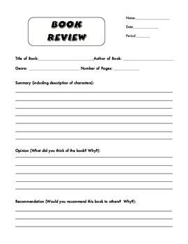 blank book review form reading resources pinterest paragraph