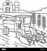 Combine Harvester Harvesting sketch template