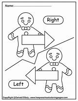 Opposites Gingerbread Preschool Kindergarten Coloring Left Right Man Printable Kids Worksheet Worksheets Pages Pdf sketch template
