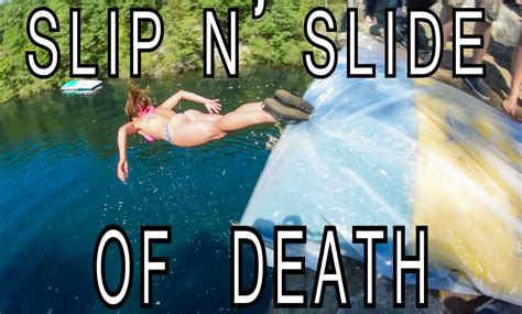 Slip N Slide Off Cliff Trampoline Party 4k Youtube